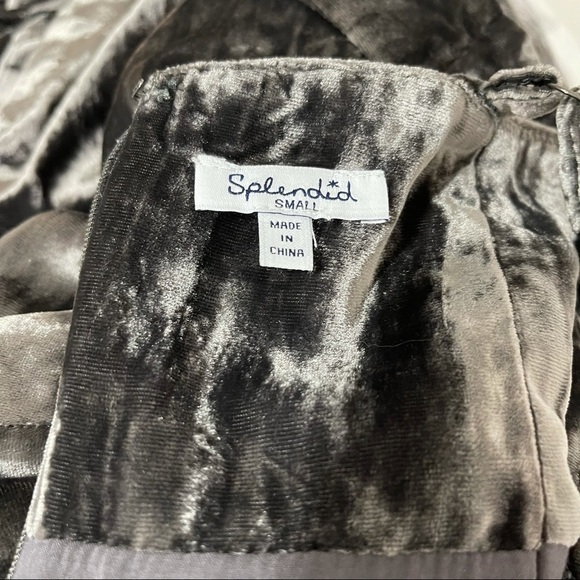 SPLENDID Dark Grey Velvet Cami Slip Cocktail Night Out Midi Dress Size Small - Picture 13 of 14